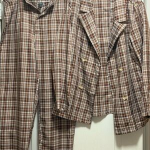 Brown Plaid Suit Set (Capri)
